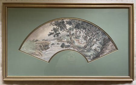 COLORED LITHOGRAPH ASIAN PEOPLE IN FOREST