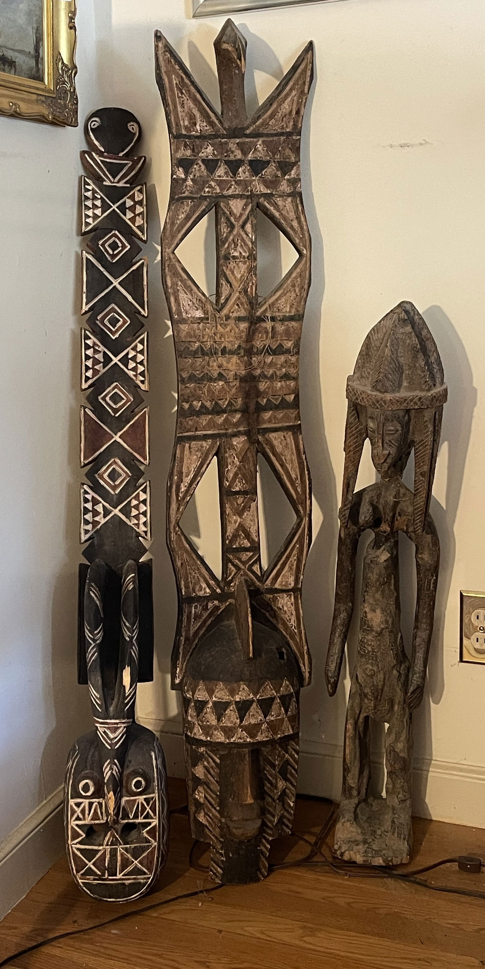 THREE CARVED TRIBAL FIGURES (1 of 1)