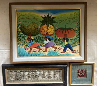 THREE ITEMS OF ART INCLUDING O/C SIGNED LR