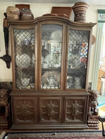 CARVED GLASS CASED CHINA CABINET