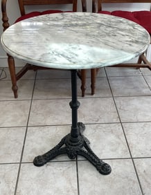 MARBLE TOP TABLE W/ IRON BASE