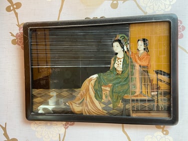 THREE HAND PAINTED ASIAN ART TWO EMPERORS AND A WOMAN