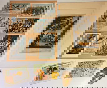 LOT OF AFRICAN AMERICAN POSTCARDS, EPHEMERA, MALCOLM X PIN