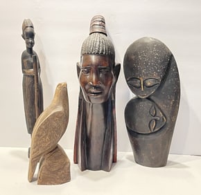 FOUR MISC AFRICAN CARVINGS