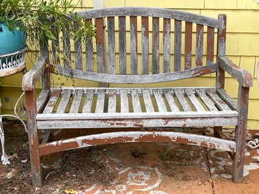 WOODEN TEAK GARDEN BENCH, SOLID, 48 X 21 X 38