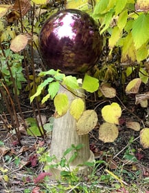 OUTSIDE PEDESTAL WITH GLASS BALL 32" TALL
