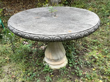 LARGE CONCRETE TWO PIECE TABLE, 40 X 27
