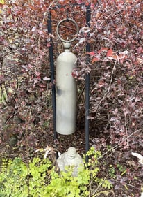 LARGE GARDEN BELL WITH CONCRETE BUDDHA