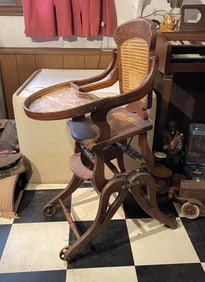 OAK HIGH CHAIR CONVERTS TO A STROLLER