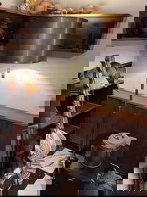 MID CENTURY MODERN BRASS LAMP WITH BRASS SHADE