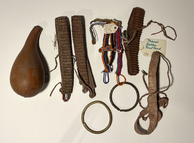 LOT OF BEADED LEATHER ITEMS FROM THE MAASAI TRIBE