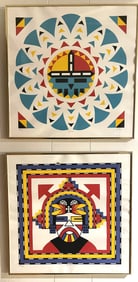 TWO LITHOGRAPH BY J CAIN 19 X 19