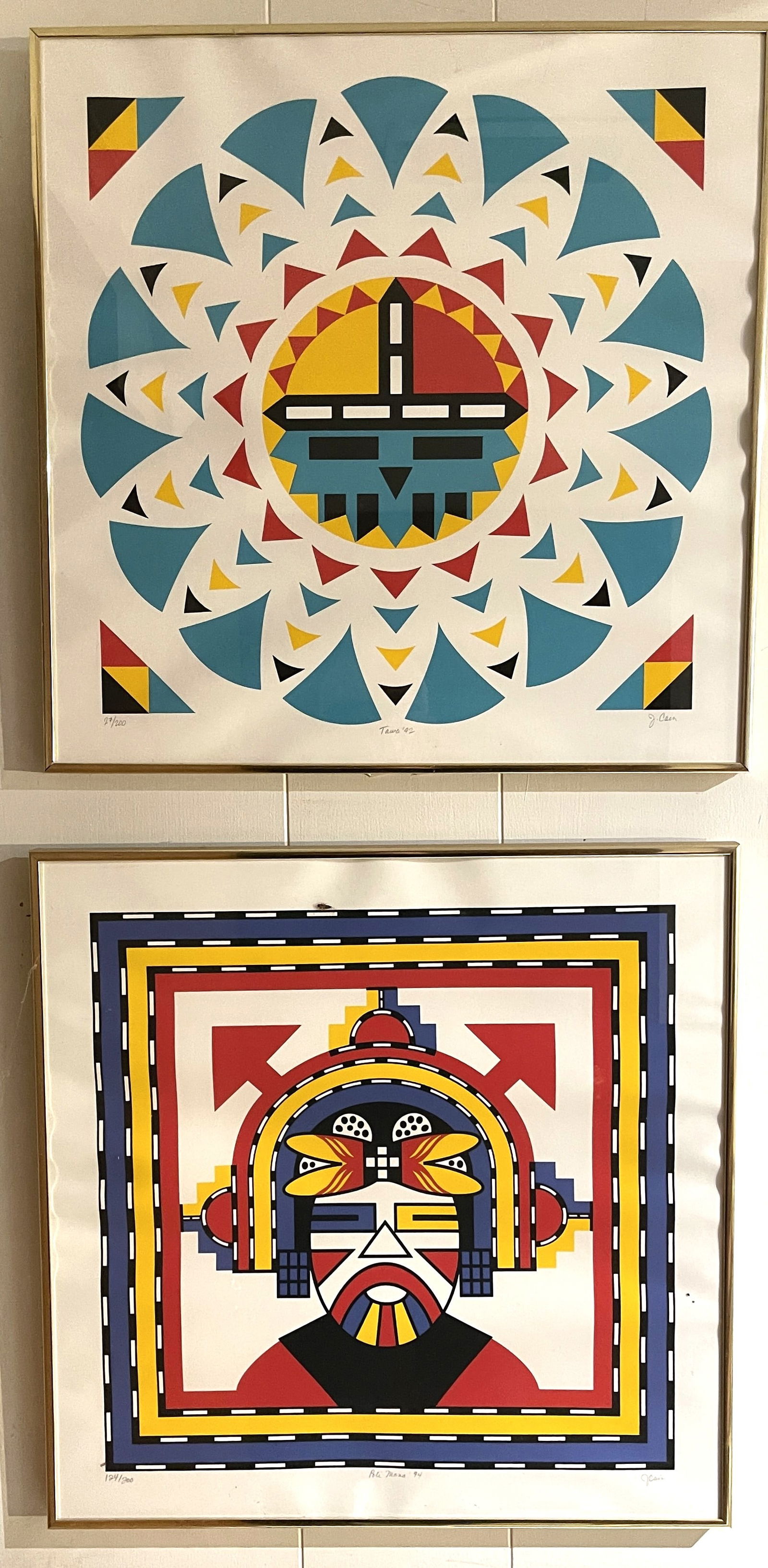 TWO LITHOGRAPH BY J CAIN 19 X 19 (1 of 2)