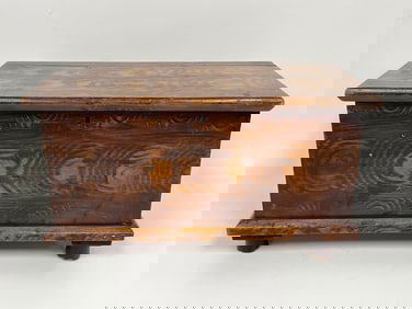 American, C 1865 pine mini blanket chest