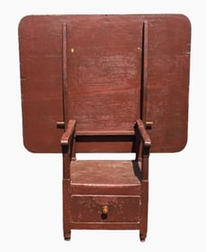 18TH C CHAIR TABLE IN OLD RED PAINT