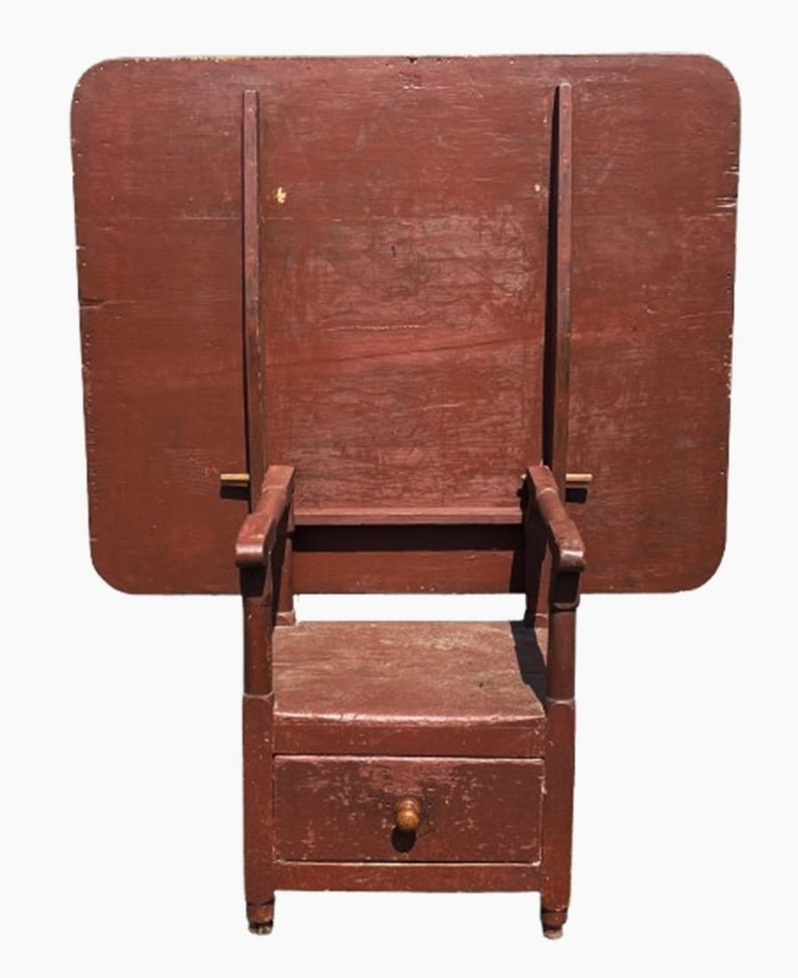 18TH C CHAIR TABLE IN OLD RED PAINT (1 of 7)