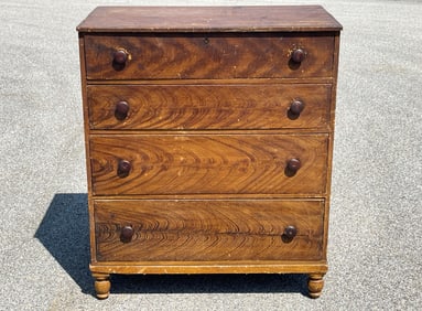 FINE GRAIN PAINTED 19TH C PA FOUR DRAWER CHEST