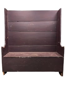 AMERICAN PINE SETTLE BENCH IN ORIGINAL PAINT