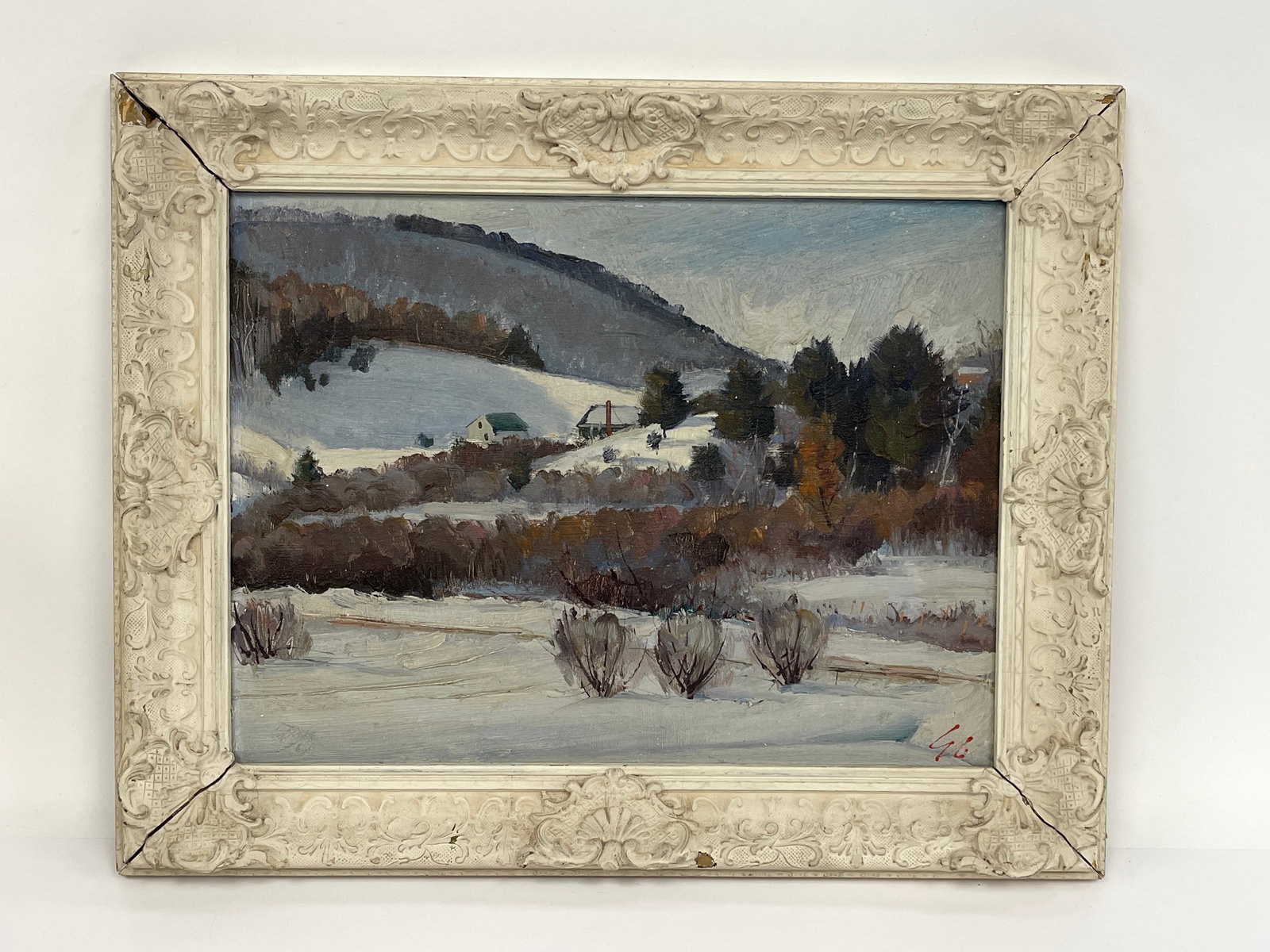 OIL ON PANEL. EDWARD GUSTAVE JACOBSSON (AMERICAN, 1907-1961) “ROAD TO CANAAN, NY??. FRAME SIZE: (1 of 4)