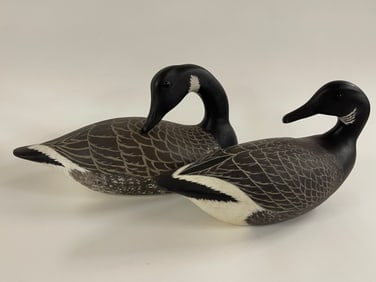 PAIR OF PAINTED FOLK ART DUCK DECOYS
