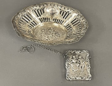 GERMAN 1800'S SILVER CHATELAINE, BASKET