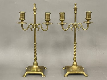 EARLY 19THC ADJUSTABLE BRASS CANDLESTICKS
