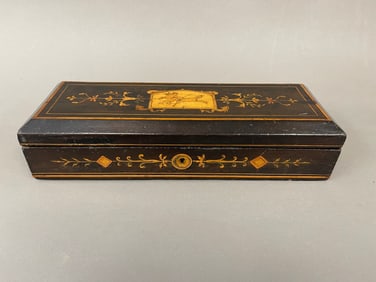 MID 19TH C HAND PAINTED GLOVE BOX