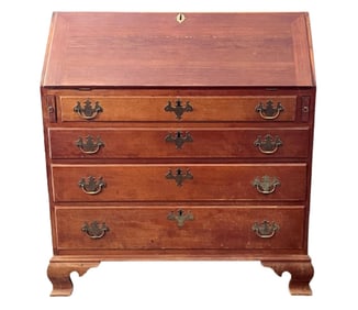 18TH C SLOPE FRONT DESK WITH OGEE FEET,