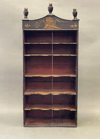 ORIENTALIST DECORATED ADJUSTABLE SHELVES CABINET IN GREEN SURFACE