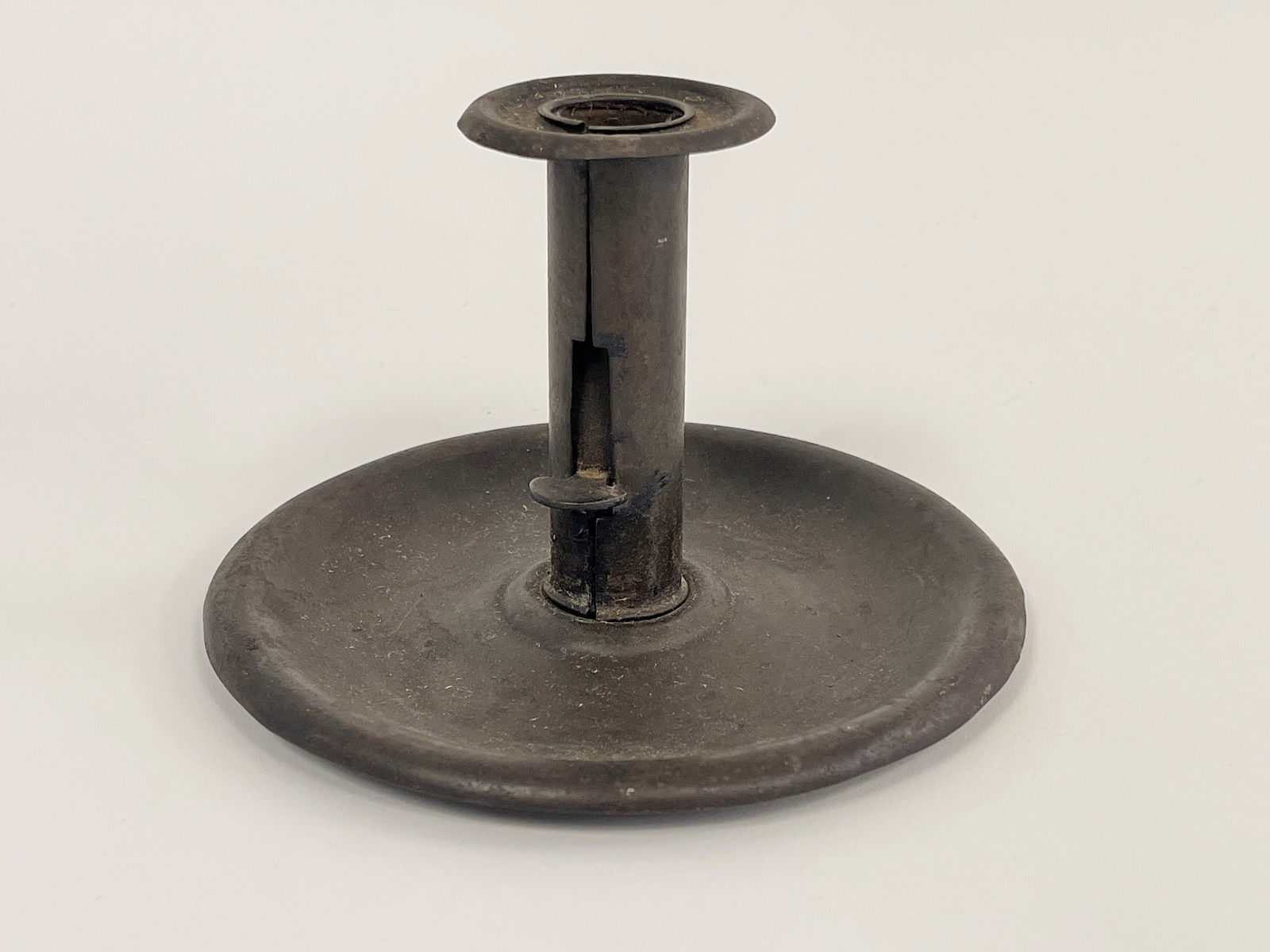 EARLY PAINTED CHAMBERSTICK MID 19TH C (1 of 3)