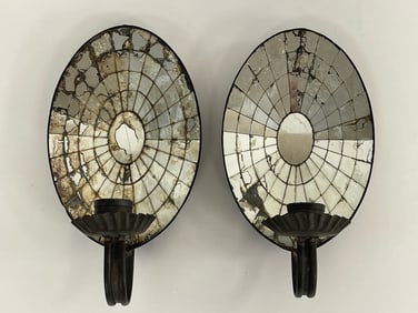 PAIR EARLY REFLECTOR CANDLE SCONCES