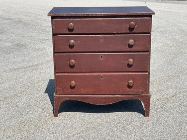EARLY COUNTRY CHIPPENDALE FOUR DRAWER CHEST