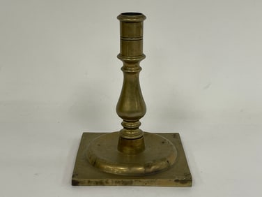 17TH C BRASS CANDLESTICK SQUARE BOX