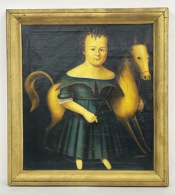 PORTRAIT, BOY W/ ROCKING HORSE C 1820-1840