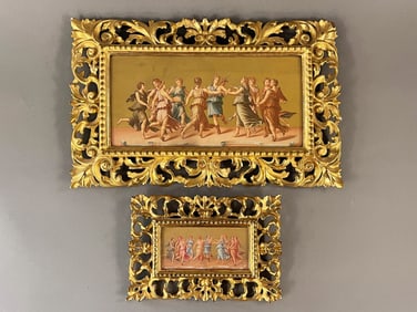 TWO GOLD GILT ITALIAN FRAMED PRINTS