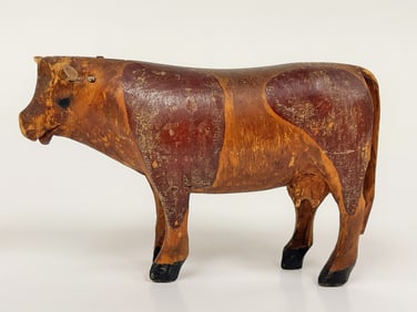 MINI CARVED AND PAINTED COW