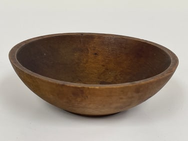 SMALL TURNED BOWL WITH INK SIGNED AND DATED IN SCRIPT ON BOTTOM