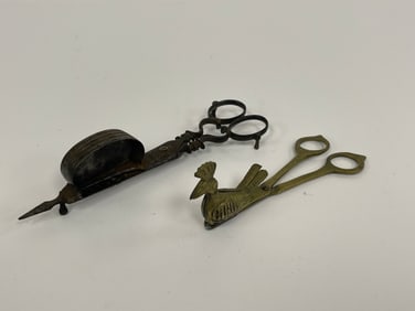 TWO SCISSOR SNUFFERS WITH BIRD