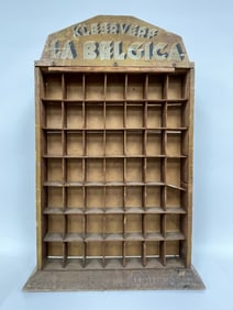 EARLY CHROME YELLOW DISPLAY SHELF LETTERED LA BELGICA KLEERSOL