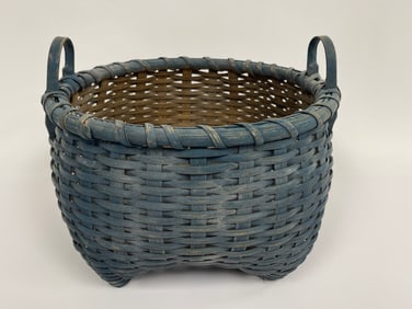 BEAUTIFUL BASKET IN FABULOUS VIBRANT PRUSSIAN BLUE PAINT