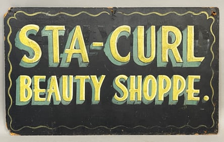 VINTAGE BEAUTY SHOPPE SIGN, ORIGINAL PAINT, 18 X 30