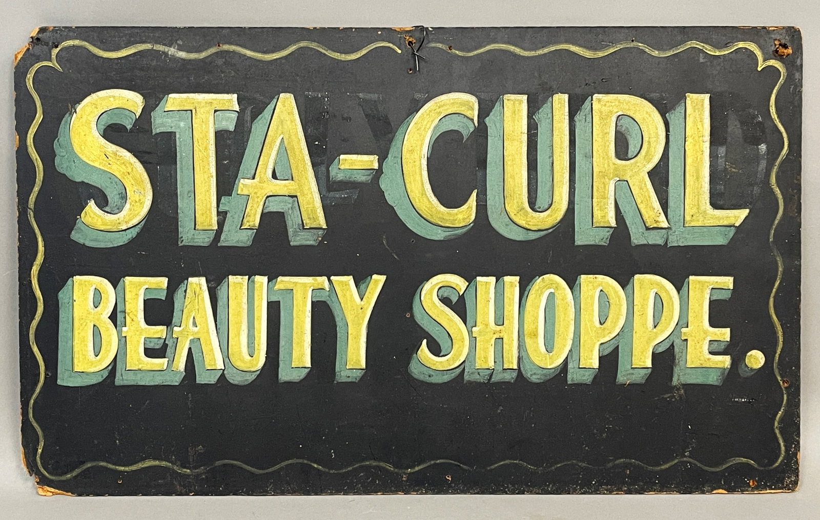 VINTAGE BEAUTY SHOPPE SIGN, ORIGINAL PAINT, 18 X 30: VINTAGE BEAUTY SHOPPE SIGN, ORIGINAL PAINT, 18 X 30