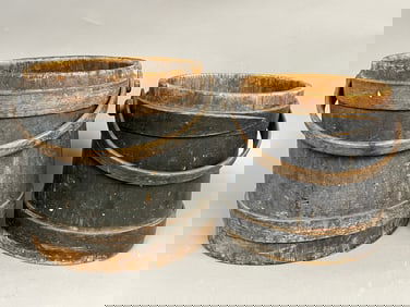 LOT OF TWO OPEN FIRKINS, EARLY WITH ROSEHEAD NAILS, 9 X 10, 10 X 11