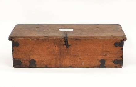 SARATOGA WAR USED WOOD CAMPAIGN CHEST