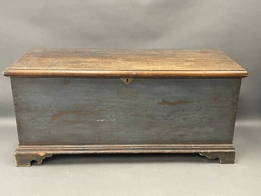 18TH C BLUE PAINTED BLANKET CHEST