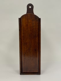 A good 18th century Mahogany wall hanging candle box with raised panel fall front, fine dovetail