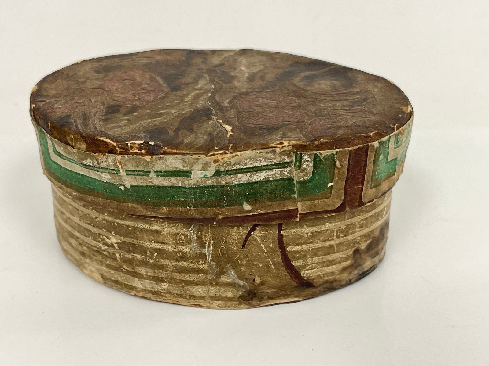 Miniature 19th C wallpapered box oval (1 of 5)