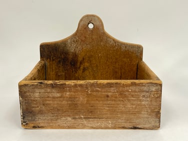 C1850 pine open wall box traces gray paint