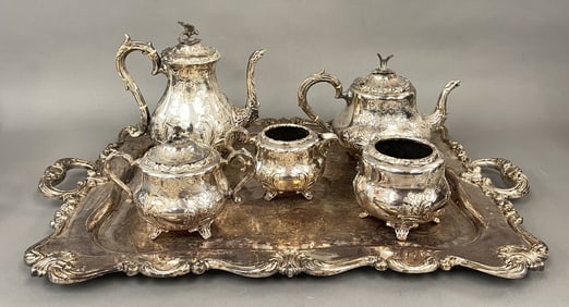 LARGE SILVERPLATE TEA SET COMPLETE