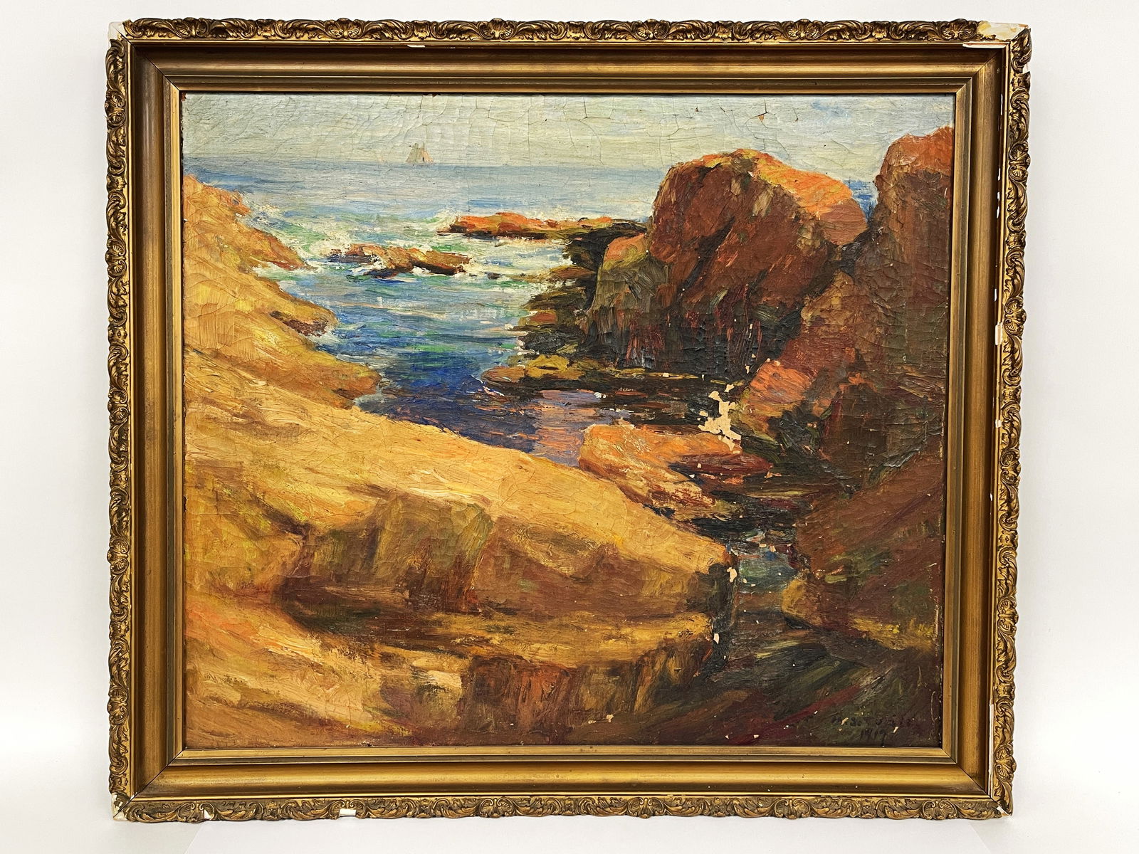 (M. S. THULE ?) “1919?? Monumental Impressionistic Oil on Canvas. (1 of 3)